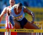 Atleta che salta una barriera