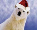 Orso polare con cappello di Babbo Natale