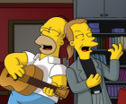 Homer Simpson cantare con un amico