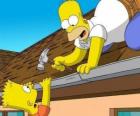 Bart è appeso dal tetto quando ha aiutato la sua riparazione padre Homer
