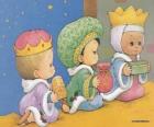 Disegno di tre bambini vestiti da Re Magi d'Oriente