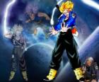 Trunks è per metà umano e metà Saiyan, Vegeta e il figlio di Bulma e il fratello di Bra. In futuro, l'unico rimasto Saiyajin così come il protettore della terra.