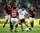 Azione di una partita di calcio allo stadio