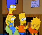 Marge con i loro figli Bart, Lisa e Maggie nello studio del medico