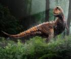 Carnotaurus sastrei, il più importante di questo dinosauro sono due piccole corna sopra gli occhi sulla sua testolina