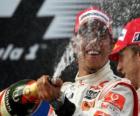 Lewis Hamilton festeggia la sua vittoria a Istanbul, Turchia Grand Prix (2010)