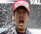 Sebastian Vettel festeggia la sua vittoria a Valencia Gran Premio d'Europa (2010)