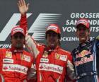 Fernando Alonso, Felipe Massa, Sebastian Vettel, Hockenheim, Gran Premio di Germania (2010) (1 °, 2 ° e 3 ° classificato)