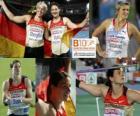 giavellotto Linda Stahl campione, Christina Obergföll e Barbora Spotakova (2 ° e 3 °) di atletica leggera Campionati europei di Barcellona 2010