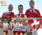 Viktor Röthlin Maratona campione Jose Manuel Martinez e Dmitri Safronov (2 ° e 3 °) di atletica leggera Campionati europei di Barcellona 2010