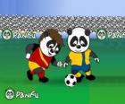 panda Panfu giocare a calcio
