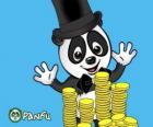Panda monete guardando molto felici molti Panfu