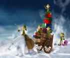 Elfi aiuta Babbo Natale consegna i regali di Natale