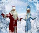 Snegurochka o la Fanciulla della Neve e Det Moroz o Nonno Gelo, il russo di Natale tradizionali caratteri