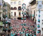 Storica torre umana, 'Castell', due persone per otto livelli, allevati e scaricate per Castellers de Vilafranca del 1 novembre 2010