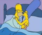 Homer e Marge se stesso dando un bacio della buona notte