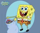 SpongeBob con un sacchetto di caramelle