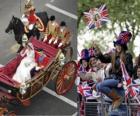 British Royal Wedding tra il principe William e Kate Middleton, camminando nel trasporto acalamados cittadini