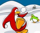 Pinguini combattendo una guerra di neve nel Club Penguin