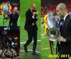 Josep Guardiola festeggia la Champions League 2010-2011