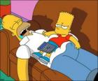Bart si siede sulla pancia di Homer