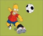 Homer Simpson a giocare a calcio