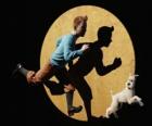 Tintin con il suo cane Milù esecuzione
