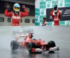 Fernando Alonso celebra la sua vittoria nel Gran Premio della Malesia (2012)