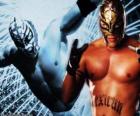 Wrestler con una maschera preparato per la battaglia, wrestling è uno spettacolo di sport
