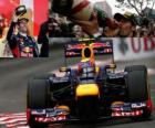 Mark Webber celebra la vittoria al Gran Premio di Monaco (2012)