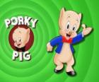 Porky Pig, un personaggio dei cartoni animati a Tunes Loonely dalla Warner Bros