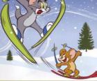 Tom e Jerry in mezzo alla neve con gli sci