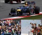 Mark Webber festeggia la sua vittoria nel Grande premio Inghilterra 2012