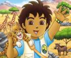 Diego e Baby Giaguaro che aiutn gli animali in pericolo nella serie Vai Diego