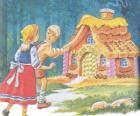 I due fratelli Hansel e Gretel scoprire una casa fatta di dolci deliziosi