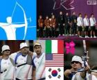 Podio squadre di tiro con l'arco maschile, Italia, Stati Uniti e Corea del Sud - Londra 2012-