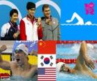 Nuoto 400 m stile libero maschili, Sun Yang (Cina), Park Tae-Hwan (Corea del sud) e Peter Vanderkaay (Stati Uniti) - Londra 2012 - podio