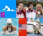 Podio nuoto 400 metri misti femminili, Shiwen Ye (Cina), Elizabeth Beisel (Stati Uniti) e Li Xuanxu (Cina) - Londra 2012