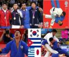 Podio Judo maschile - 90 kg, Cameron González (Cuba), Masashi Nishiyama (Giappone) - Londra 2012 - e Ilias Iliadis (Grecia), Dae-Nam Song (Corea del sud)