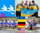 Podi canottaggio Quattro di coppia femminile, Ucraina, Germania e Stati Uniti - Londra 2012 - podio