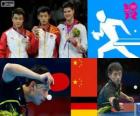 Podio Tennis tavolo singolare maschile, Zhang Jike, Wang Hao (Cina) e Dimitrij Ovtcharov (Germania) - Londra 2012-