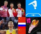 Podi Ginnastica trampolino maschile, Dong Dong (Cina), Dmitry Ushakov (Russia) e Lu Chunlong (Cina) - Londra 2012-