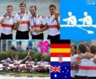 Podio Canottaggio 4 di coppia maschile, Germania, Croazia e Australia - Londra 2012 -