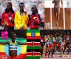 Podio atletica 10.000 m femminile, Tirunesh Dibaba (Etiopia), Sally Kipyego e Vivian Cheruiyot (Kenya) - Londra 2012-