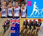 Podio Ciclismo Inseguimento a squadre 4000 m maschile, Regno Unito, Australia e Nuova Zelanda - Londra 2012 - podio