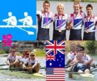 Podio canottaggio 4 senza maschile, Regno Unito, Australia e Stati Uniti - Londra 2012-