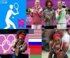 Podio tennis singolare femminile, Serena Williams (Stati Uniti), Maria Sharapova (Russia) e Victoria Azarenka (Bielorussia) - Londra 2012-