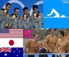 Podio nuoto Staffetta 4x100 metri misti maschile, Stati Uniti, Giappone e Australia - Londra 2012-