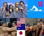 Podio nuoto Staffetta 4x100 metri misti femminile, Stati Uniti, Australia e Giappone, Londra 2012