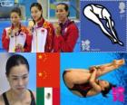 Podio tuffi Trampolino 3 metri femminile, Wu Minxia, He Zi (Cina) e Laura Sánchez Soto (Messico, Londra 2012